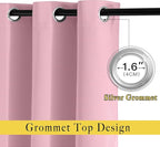 NICETOWN Crystal Pink Blackout Curtains for Bedroom - Grommet Blackout Thermal Insulated Room Darkening Sound Blocking Window Treatments for Girls Room/Teens, 2 Panels, W52 x L84