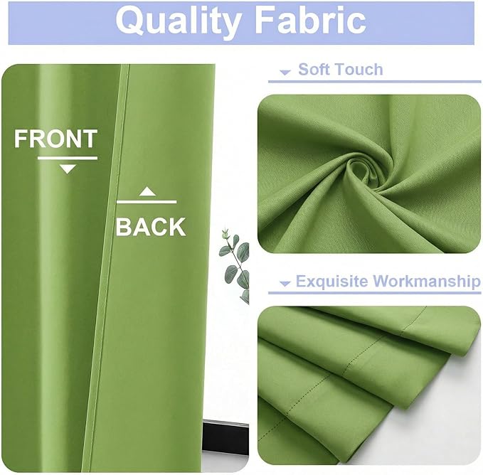 Simplebrand Ava Lime Blackout Curtains for Bedroom 72 Inch Length 2 Panels Set, Privacy Thermal Insulated Rod Pocket Door Window Curtains for Patio French Door Front Door, W40 x L72 Inch