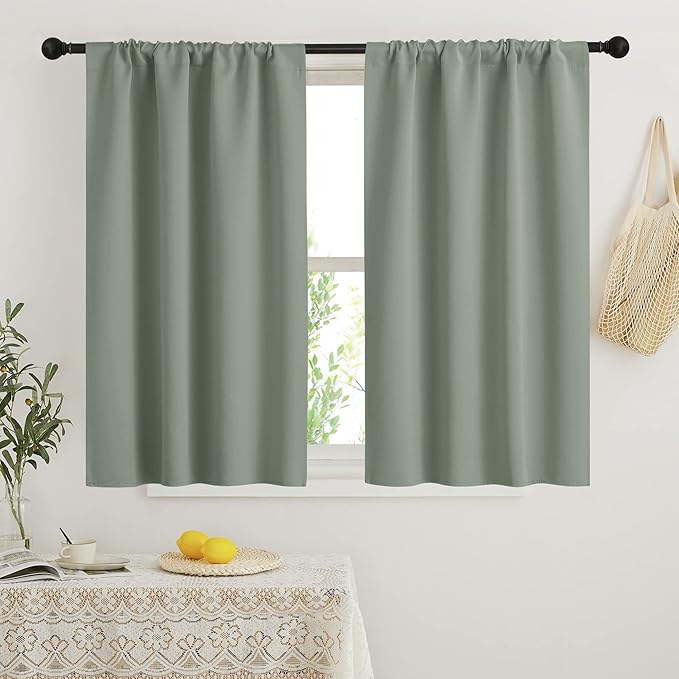 RYB HOME Short Blackout Curtains for Bedroom, Room Darkening Insulated