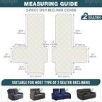 TAOCOCO 100% Waterproof Loveseat Recliner Covers 2 Seater, Split Loveseat Covers for Reclining loveseat, Non Slip Reclining Couch Cover with Double Straps for Kids, Pets(2 Seater, Peacock Blue)