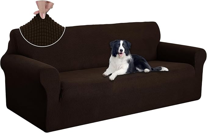 U-NICE HOME Oversized Stretch Couch Cover Slipcover, Chocolate
