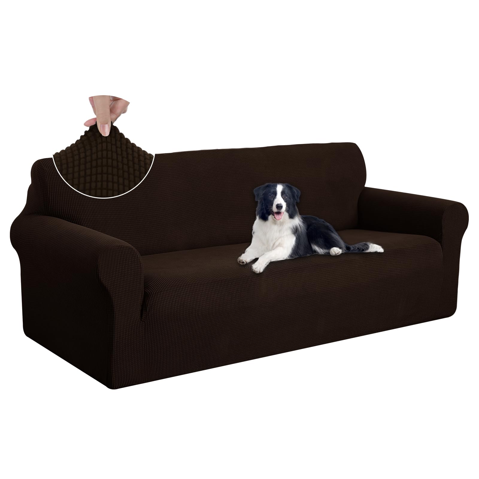 U-NICE HOME Oversized Stretch Couch Cover Slipcover, Chocolate
