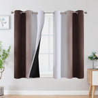Estelar Textiler Brown and Greyish White Blackout Curtains 42Wx45L 2 Panels
