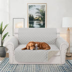Luxshare Home Reversible Loveseat Couch Sofa Covers, 2-Seater, Light Grey