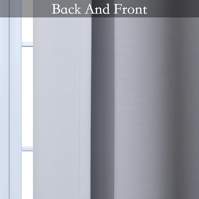 SimpleHome Ombre Room Darkening Curtains for Bedroom, Gradient Black to Grey White Light Blocking Thermal Insulated Grommet Window Curtains/Drapes for Living Room,2 Panels, 62x63 inches Length
