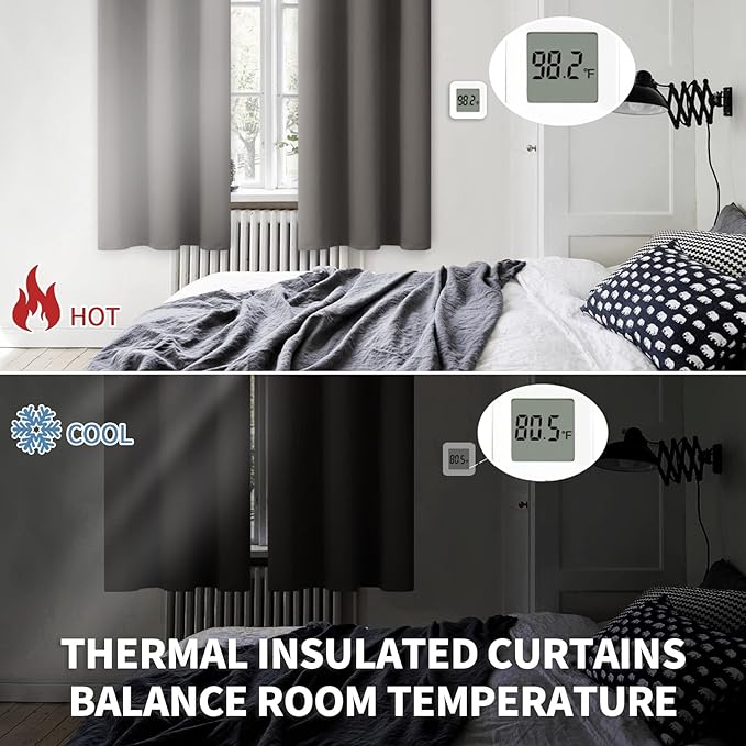 BGment Blackout Curtains for Bedroom - Grommet Thermal Insulated Room Darkening Curtains for Living Room, Set of 2 Panels (52 x 54 Inch, Grey)