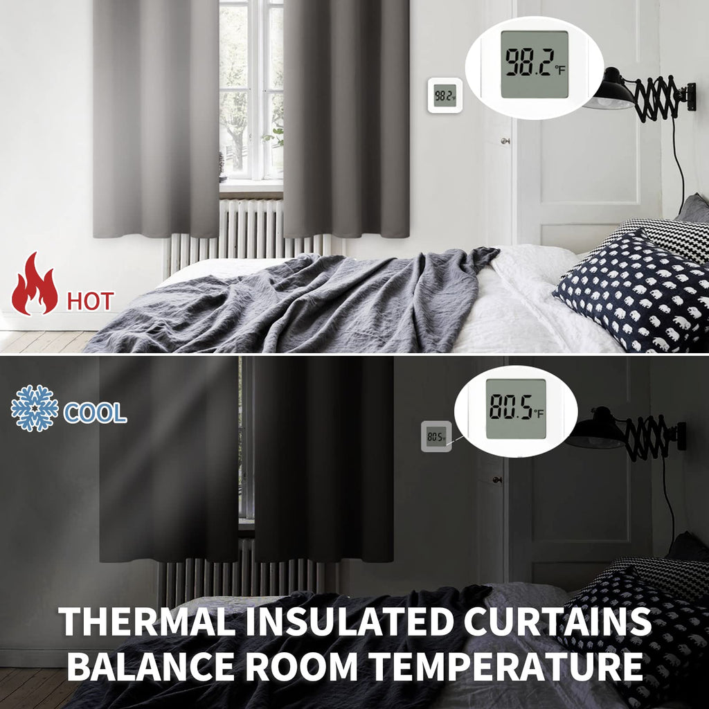 BGment Grey Blackout Curtains for Bedroom 69 Inch Long - 2 Panels