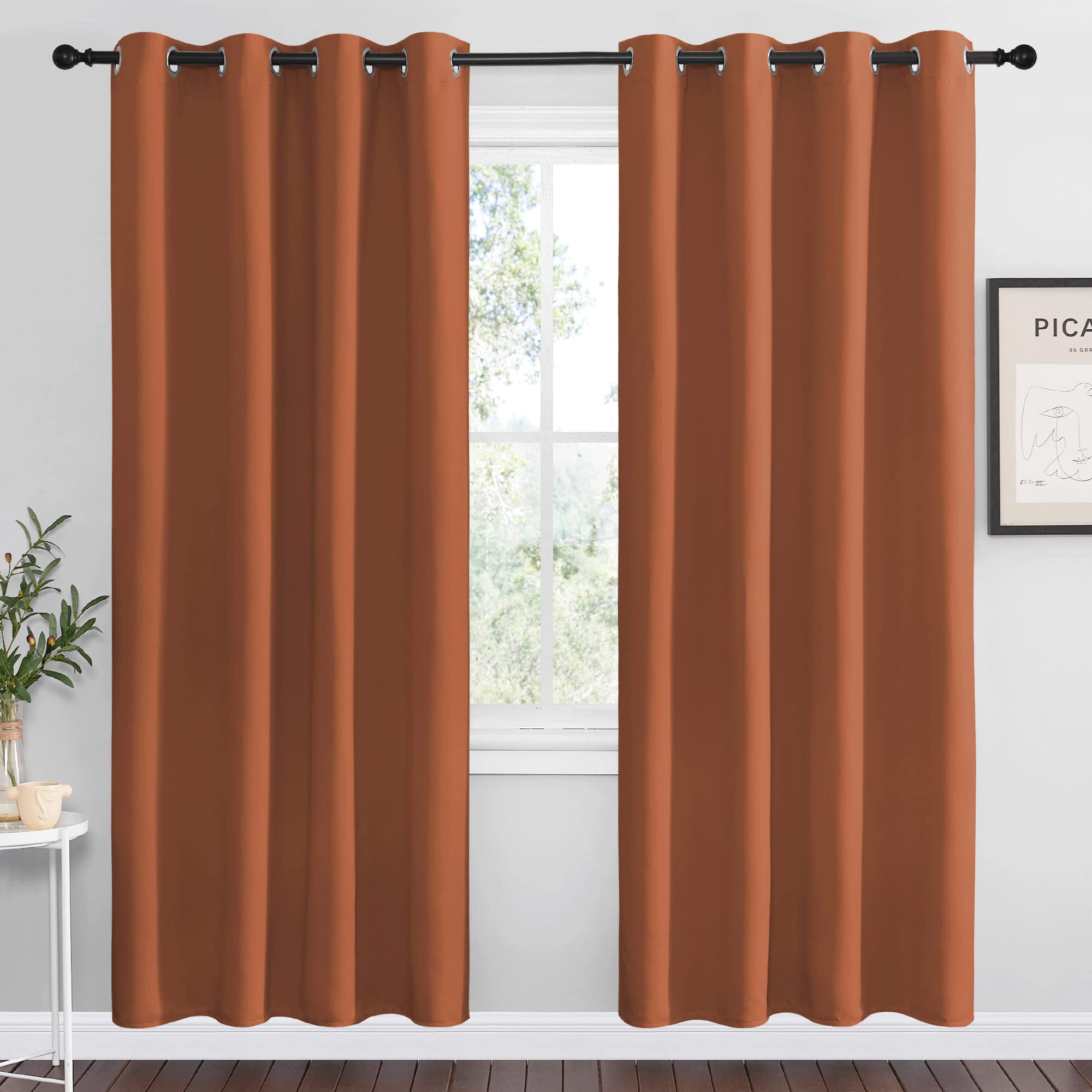 NICETOWN Cappuccino Blackout Curtains for Kitchen 55" w x 78" L 2 Panels