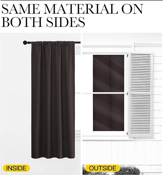 NICETOWN Blackout Curtains for Bedroom, Blackout Curtain Panels, Toffee Brown, 1 Pair, 62 by 63-inch, Window Treatment Energy Saving Thermal Insulated Solid Rod Pocket Blackout Drapes/Draperies