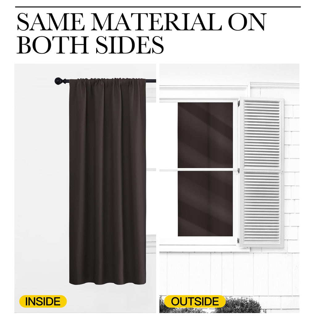 NICETOWN Blackout Curtain Panels 63 inches - Triple Weave Microfiber Energy Saving Thermal Insulated Solid Rod Pocket Blackout Curtains for Bedroom (1 Pair, 42 inches by 63 Inch, Toffee Brown)