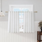 Nanspring Off White Cafe Curtains 45 Inch Length Set 2 Panel Back Tab Pocket Semi Sheer Short Linen White Curtain Tiers for Small Bathroom Window Basement Kitchen Doors 38x45