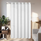 Joydeco Blackout Patio Sliding Door Curtains 84 Inches Long, Grommet Privacy Room Divider Curtains, Extra Wide Thermal Blackout Drapes for Bedroom Living Room (Pure White, 80Wx84L, 1 Panel)