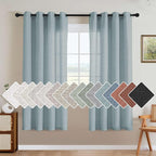 H.VERSAILTEX Living Room Linen Curtains - Semi Sheer, Nickel Grommet, Energy Saving, Light Filtering Window Treatments - Cloud Blue, 2 Panels, 52 x 72 Inch