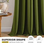 MIULEE Blackout Curtains for Bedroom 2 Panel 40"x63" Long Light Olive Green