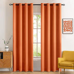 MIULEE 2 Panels Orange Blackout Curtains Room Darkening Thermal Insulated Fall Drapes Solid Window Treatment Set Grommet Top Light Blocking Curtain for Living Room/Bedroom 52 x 84 inch