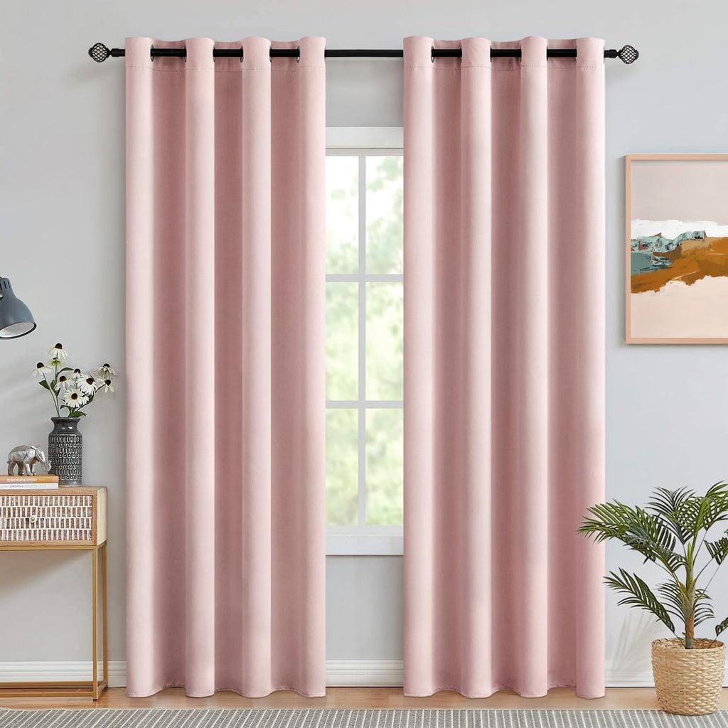 MIULEE Light Pink Blackout Bedroom Curtains Drapes 84 Inch Long 52"x84"