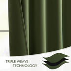 MIULEE Olive Green Back Tab Blackout Curtains 52x108 Inch Long 2 Panels Set