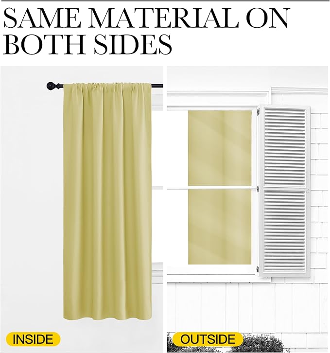 NICETOWN Room Darkening Curtains for Bedroom, Paler Yellow, Set of 2 Panels, 62 x 84 Inch, Triple Weave Home Decoration Thermal Insulated Solid Drapes for Patio Door