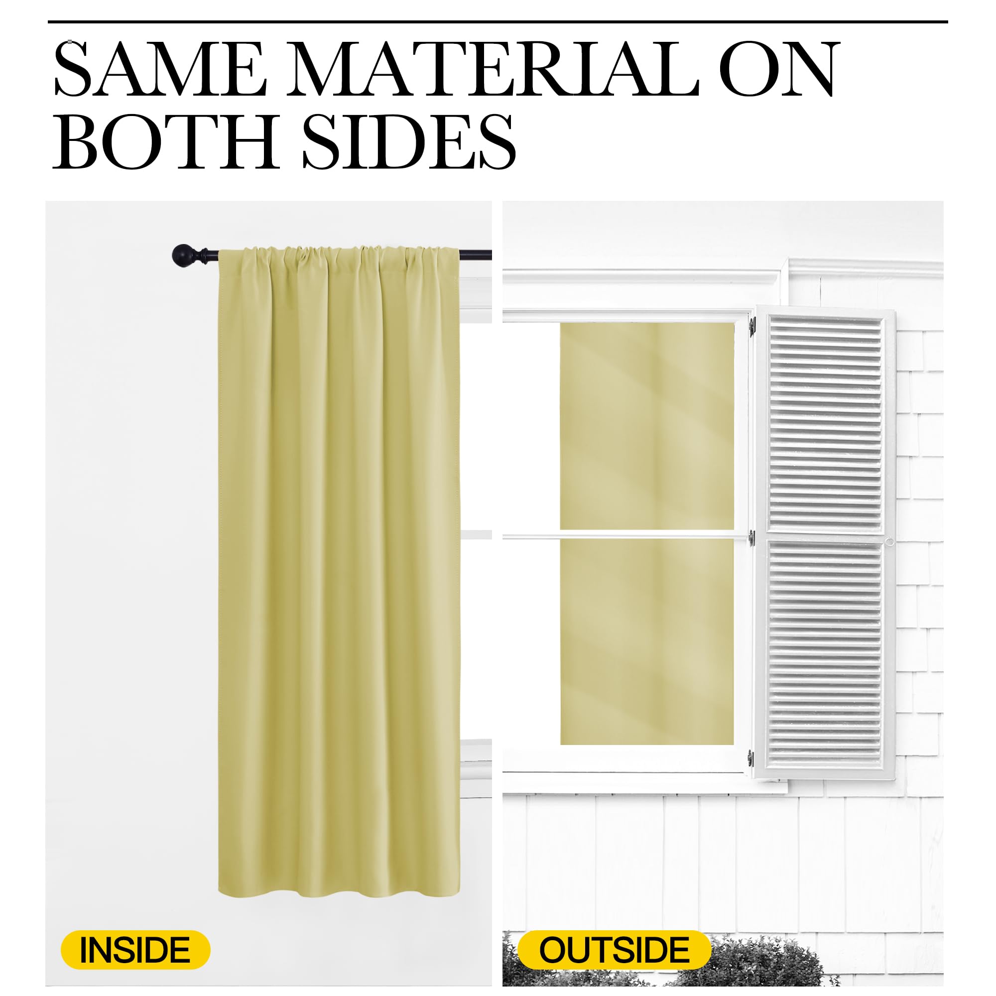 NICETOWN Blackout Curtains for Living Curtains, Paler Yellow, 2 Panels, 52 by 95, Room Darkening Window Curtain Panels, Easy-Care Solid Thermal Insulated Draperies/Drapes for Daughter Room