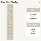 Runner Rug 2'6" x 14' Washable Non-Slip Runner Rugs for Kitchen Bathroom Laundry Room Vintage Ultra Thin Runners for Hallway Entryway Brown