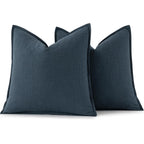 MIULEE Decorative Linen Euro Sham Pillow Covers 26x26 Deep Blue