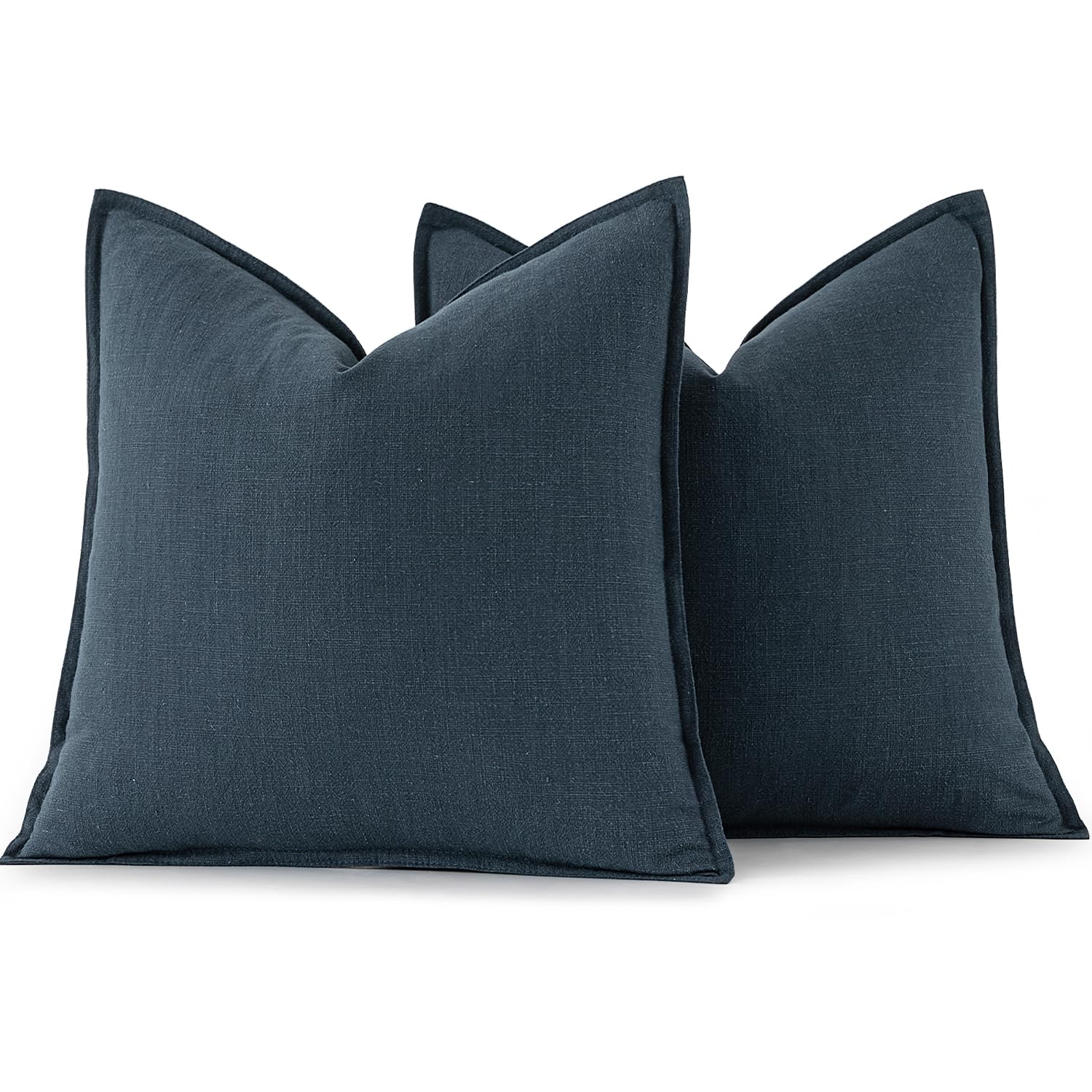MIULEE Decorative Linen Euro Sham Pillow Covers 26x26 Deep Blue