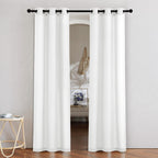 NICETOWN White Linen Doorway Curtains 80 inches Long, Grommet Thick Linen Weave Semi Sheer Window Treatments Privacy Assured with Light Filtering for Bedroom/Side Door, W34 x L80