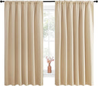 NICETOWN Room Darkening Curtains for Bedroom - Triple Weave Home Decoration Thermal Insulated Solid Drapes for Kitchen (Biscotti Beige, Set of 2 Panels, 70 x 63 Inch)