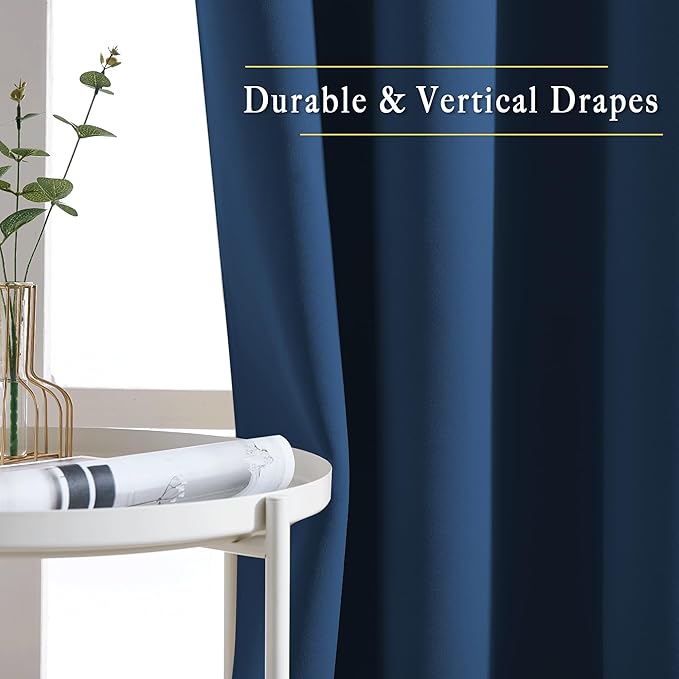 NICETOWN Moroccan Blue Blackout Nursery Curtains, Grommet Thermal Curtains & Drapes Room Darkening Window Treatment Sound Reducing for Bedroom, 2 Panels, W46 x L63