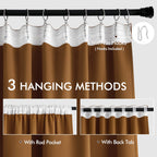 MIULEE Golden Brown Back Tab Blackout Curtains 52x63 Inches Long 2 Panels