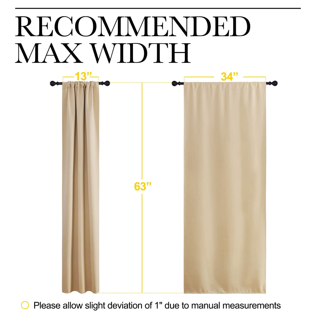 NICETOWN Blackout Room Darkening Curtains - Home Decoration Light & Noise Reducing Thermal Insulated Window Draperies with Rod Pocket Top (Biscotti Beige, 2 Panels, 34 inches Wide x 63 inches Long)