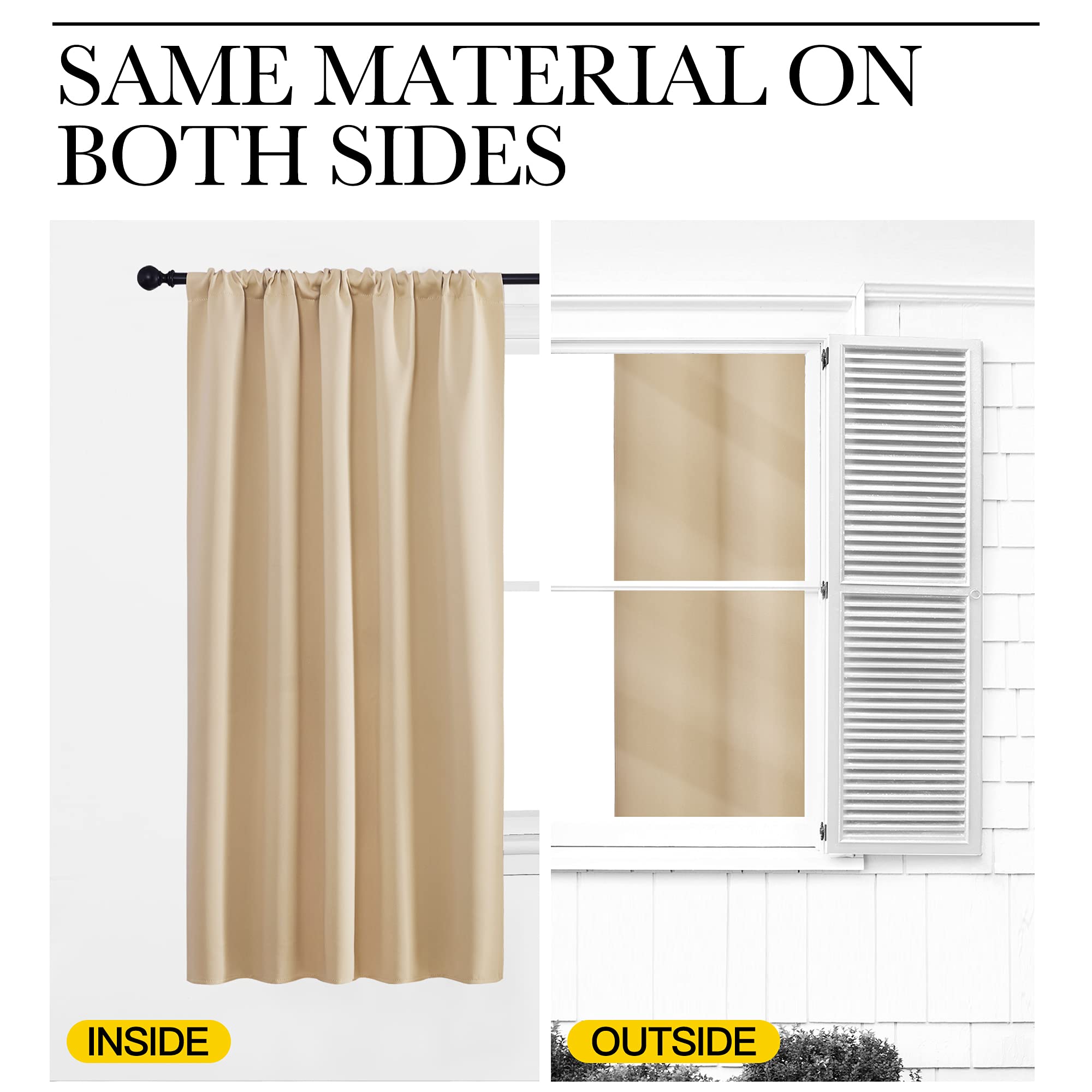 NICETOWN Kitchen Room Darkening Curtains - Panel Home Fashion Thermal Insulated Solid Rod Pocket Curtains for Window(Biscotti Beige, 1 Pair, 42 inches Wide by 72 inches Long)