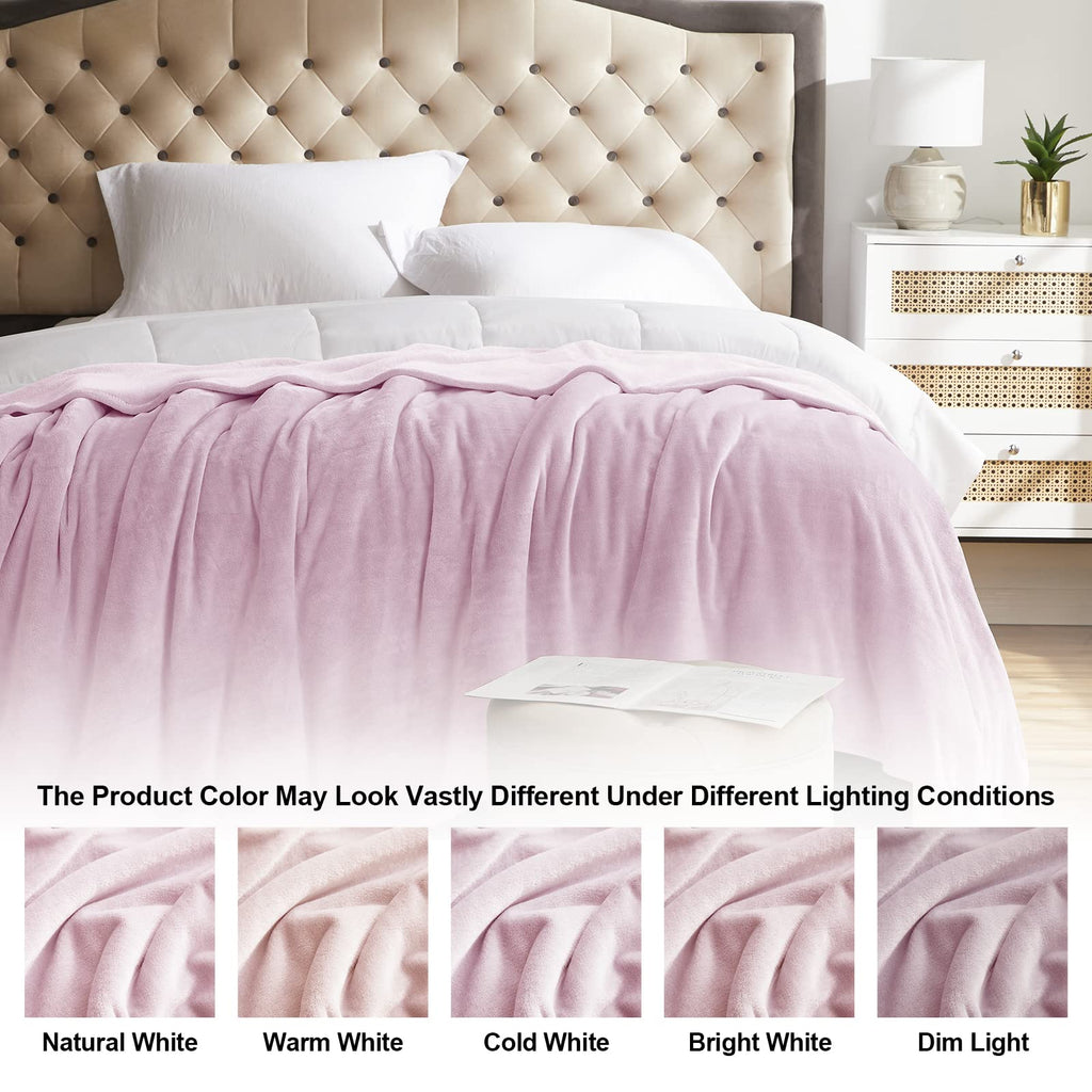Fleece Blanket Twin Size Pink Lightweight Super Soft Cozy Luxury Bed Blanket Microfiber