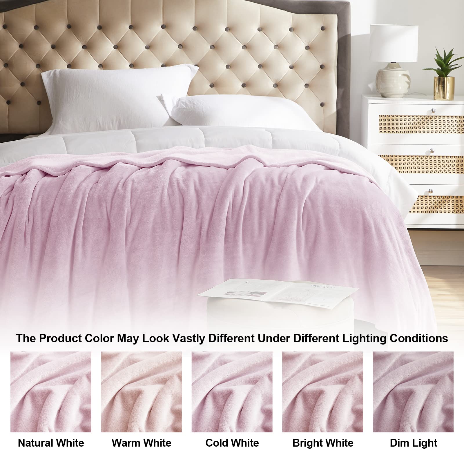 Fleece Blanket Twin Size Pink Lightweight Super Soft Cozy Luxury Bed Blanket Microfiber