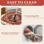SERISSA Boho Area Rug 8x10 Orange, Washable Large Rugs for Living Room, Ultra Soft Non-Slip Bedroom Rug Print Distressed Vintage Tribal Farmhouse Carpet Rug for Dining Room Dorm Office Home Decor