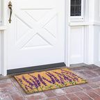 Juvale Lavender Floral Door Mat - 17 x 30 in, Purple Coir - Welcome Mat for Front Door & Entryway - Coir Doormat for Patio & Porch