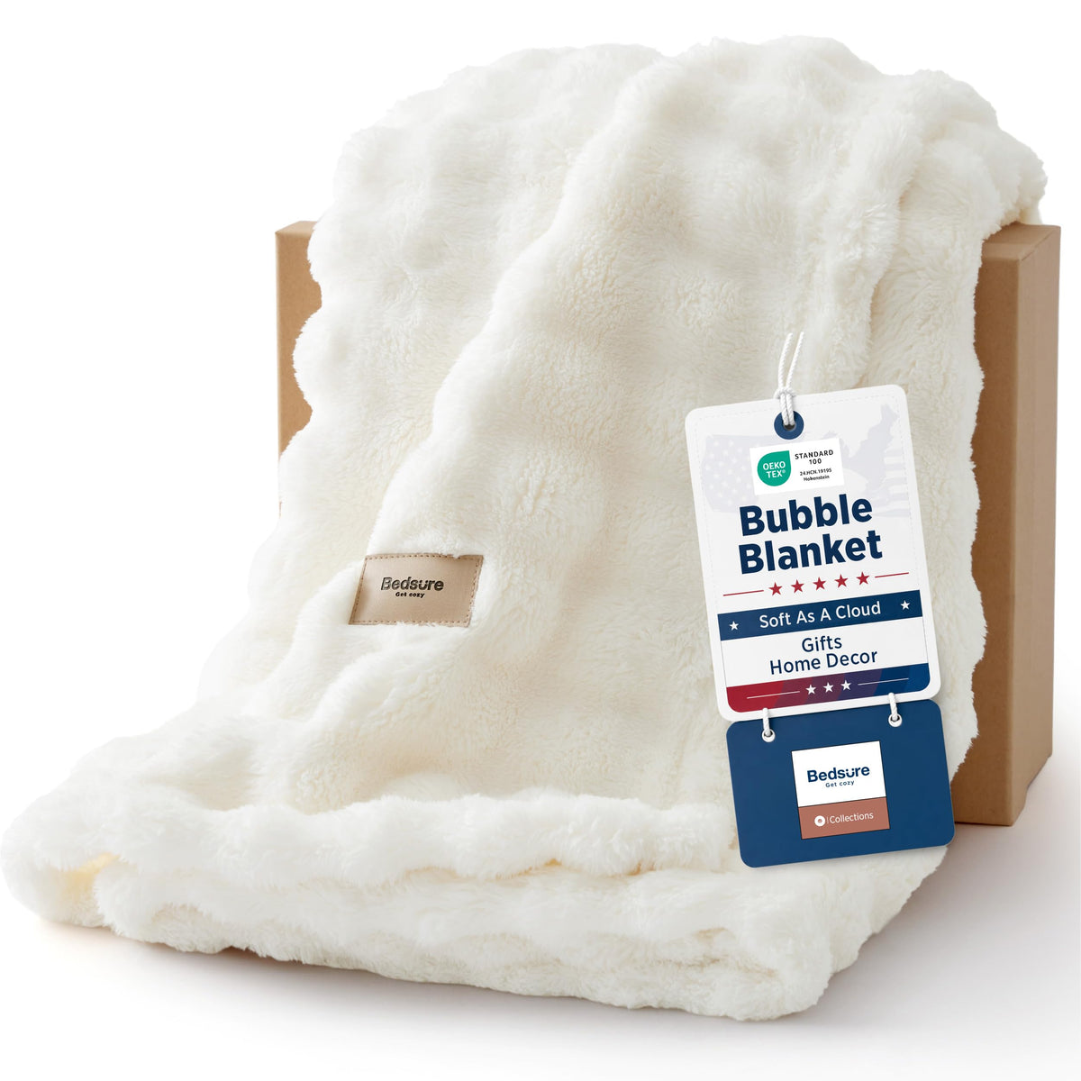 Bedsure Cloud Bubble Fleece Twin Blanket for Bed, Pink, 60"×80"
