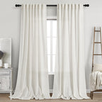 Nanspring Mist Sage Linen Curtains Semi Sheer 96 Inches Long 2 Panels Set for Living Room Back Tab Rod Pocket Light Filtering Drape for Bedroom Modern Farmhouse Coastal Decor Protect Privacy 52x96 — 기타