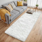 2x6 Bedside Area Rugs for Bedroom: Soft Fluffy Shag White Rug for Hallway, Non-Slip Fuzzy Plush Living Room Rug Indoor Floor Carpet for Kids Rooms, Dorm, Nursery, Modern Home Aesthetic Decor