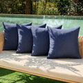 MIULEE Pack of 4 Decorative Outdoor Throw Pillow Covers Linen Waterproof Pillow Covers Summer Farmhouse Cushion Cases for Patio Garden Tent Balcony Couch Sofa 18x18 Inch Navy