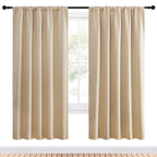 NICETOWN Room Darkening Curtains for Bedroom - Triple Weave Home Decoration Thermal Insulated Solid Drapes for Kitchen (Biscotti Beige, Set of 2 Panels, 52 x 72 Inch)