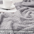 Exclusivo Mezcla Fleece Bed Blanket Queen Size, Super Soft and Warm Blankets for Couch, Sofa and Bed Waffle Textured, Cozy, Fuzzy and Lightweight (Light Grey, 90x90 Inches)