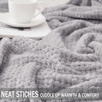 Exclusivo Mezcla Soft Waffle Fleece Bed Blanket Twin XL Size, Light Gray