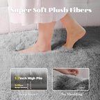 2x6 Runner Rug for Bedroom: Fluffy Shag Soft Washable Rugs Small Fuzzy Plush Indoor Carpet for Hallway Bedside Dorm Kids Girls Boys Room (Dark Grey, 2'x6')