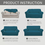 Easy-Going Stretch Oversized Sofa Slipcover 1-Piece Sofa Cover Furniture Protector Couch Soft with Elastic Bottom for Kids, Polyester Spandex Jacquard Fabric Small Checks Peacock Blue