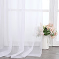 Simplebrand Sheer White Curtains 120 Inches Long, Extra Long Rod Pocket Solid Color Window Sheer Curtain Panels, Elegant Curtains & Drapes for Living Room, Bedroom 2 Panels (White, 2x42x120'')