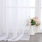 Simplebrand Sheer White Curtains 120 Inches Long, Extra Long Rod Pocket Solid Color Window Sheer Curtain Panels, Elegant Curtains & Drapes for Living Room, Bedroom 2 Panels (White, 2x42x120'')