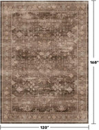 Hazo Haus Brown Rug for Living Room 10x14 - Extra Large Vintage Western Unique Neutral Taupe, Washable Low Pile Non-Slip Soft Thin Area Rug for Dining Under Table, Bedroom Under Bed, Home Office