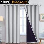 Yakamok Light Grey 100% Blackout Curtains 96 Inches Long 52" Wide 2 Panel