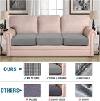 H.VERSAILTEX Super Stretch Couch Cushion Covers Sofa Cushion Slipcovers Jacquard Fabric Individual Seat Couch Slipcover Sets for Pets with Elastic Bottom(3 Packs Cushion Sofa Covers, Dove)